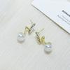 Niche Design Twisted Diamond-Set Pearl Earrings Simple Versatile Earrings Women