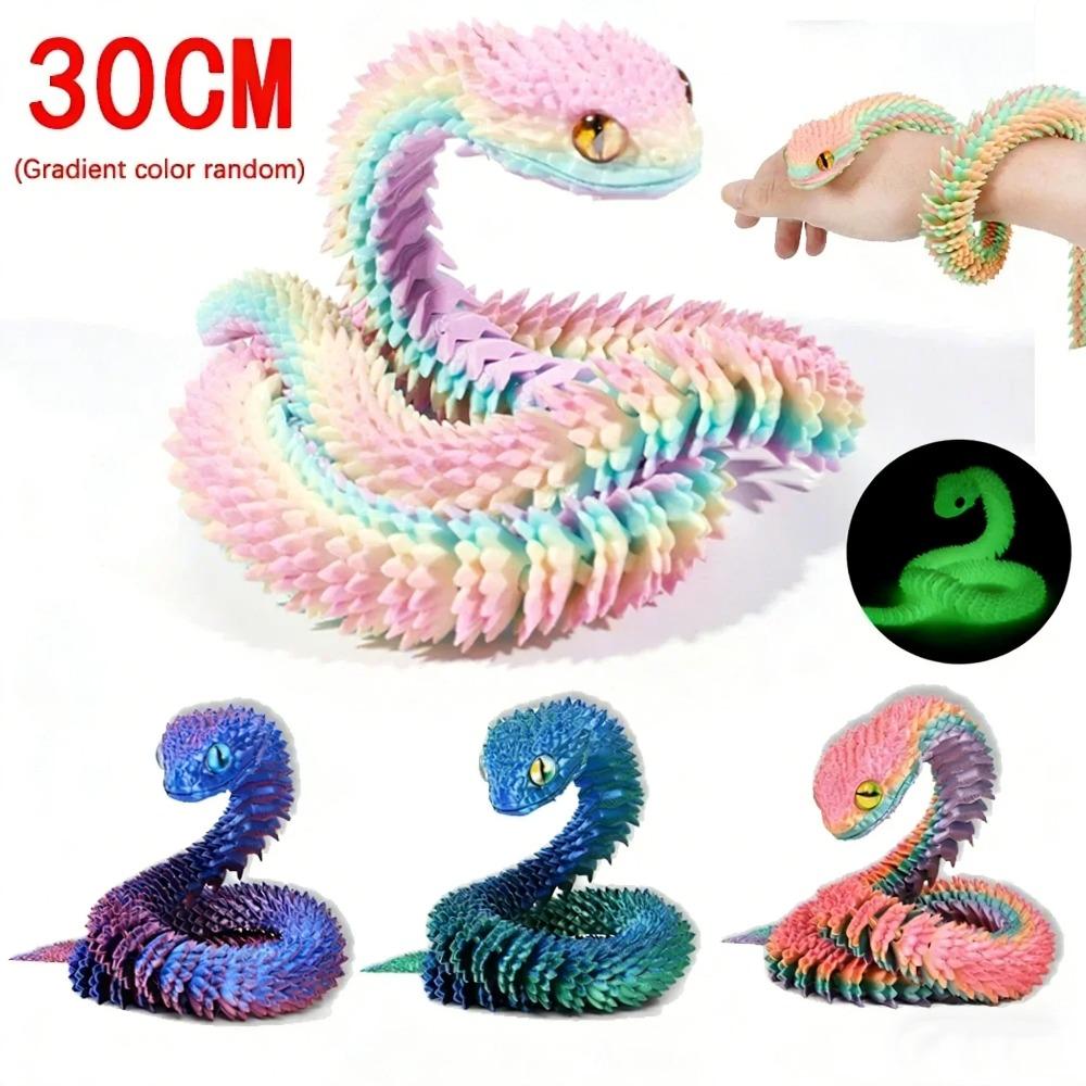 3D Printed Snake Decor 30cm Chinese Zodiac Reptile Figurine for Office Desk Home Shelf Decoration Gift Holiday Ornament Collecti