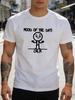 Unisex Navy Tee Calm Mood Stick Figure Graphic Print Short Sleeve Loose Casual Street Basic Top For Young Male Daily Wear Outfit