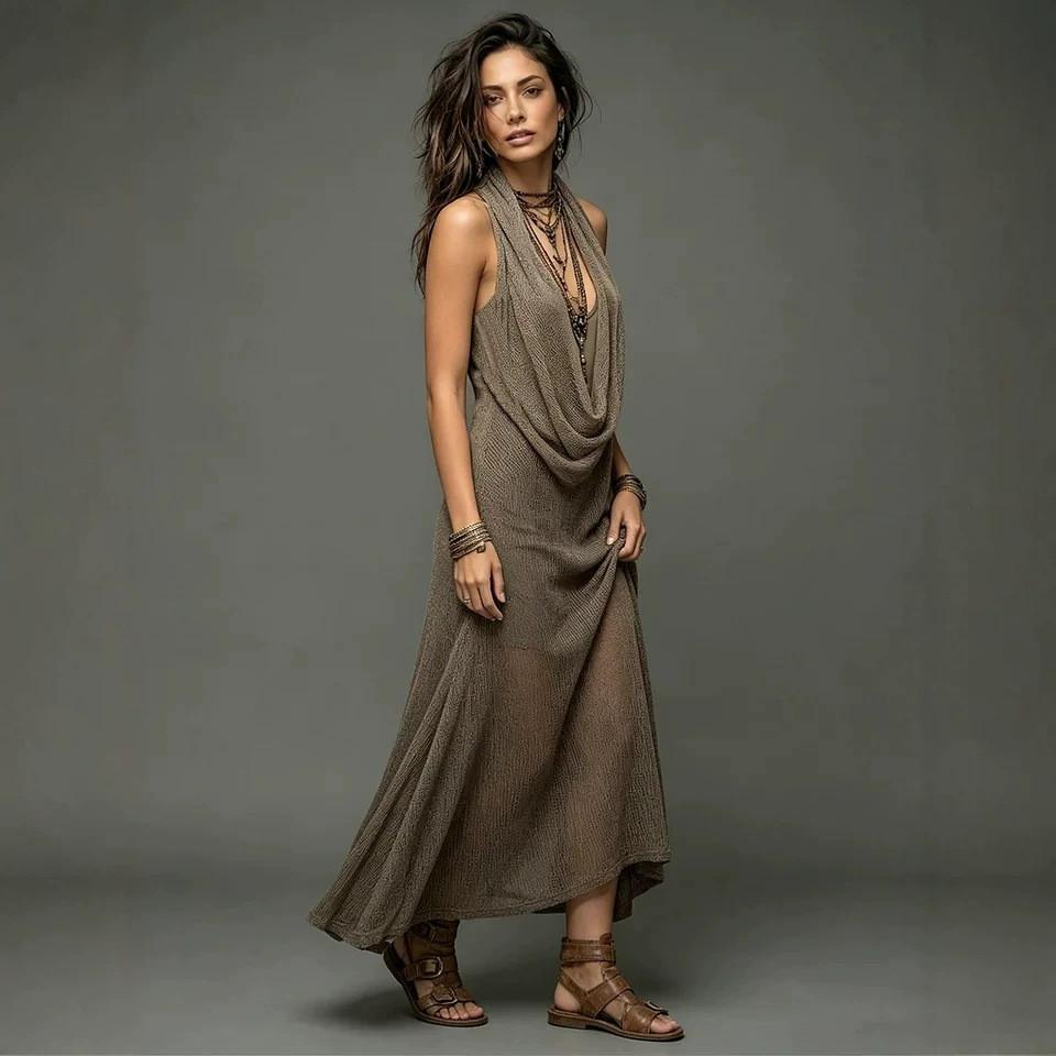 Böhmisches Strandkleid aus Strickstoff für den Urlaub