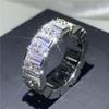 Fine Engagement Eternity Promise Ring AAAAA Zircon 925 Sterling Silver Statement Wedding Band Rings for women men Jewelry Gift