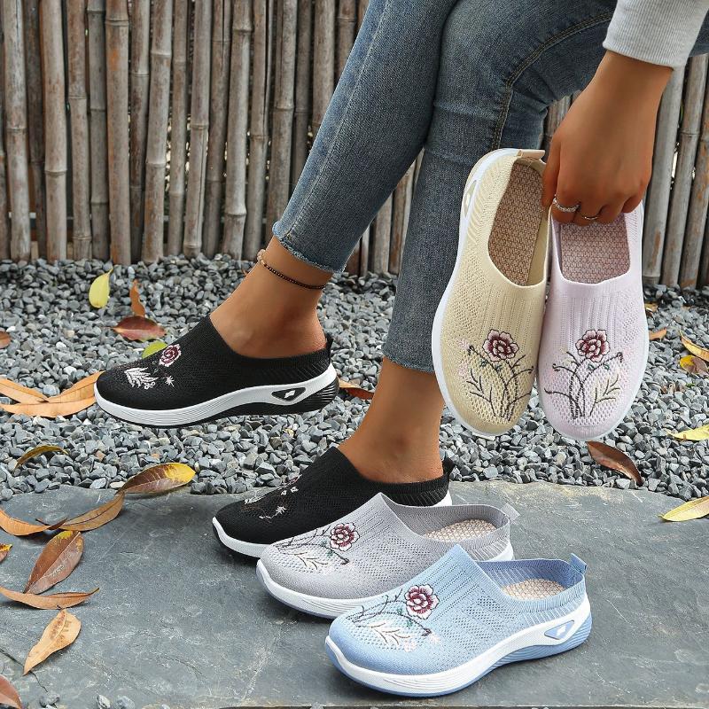 Atmungsaktive Slip-On Flache Schuhe für Damen mit Weicher Sohle - Ganzjahres Leichte Sneaker Geeignet zum Gehen, Täglichen Pendeln, Bequeme Freizeitschuhe