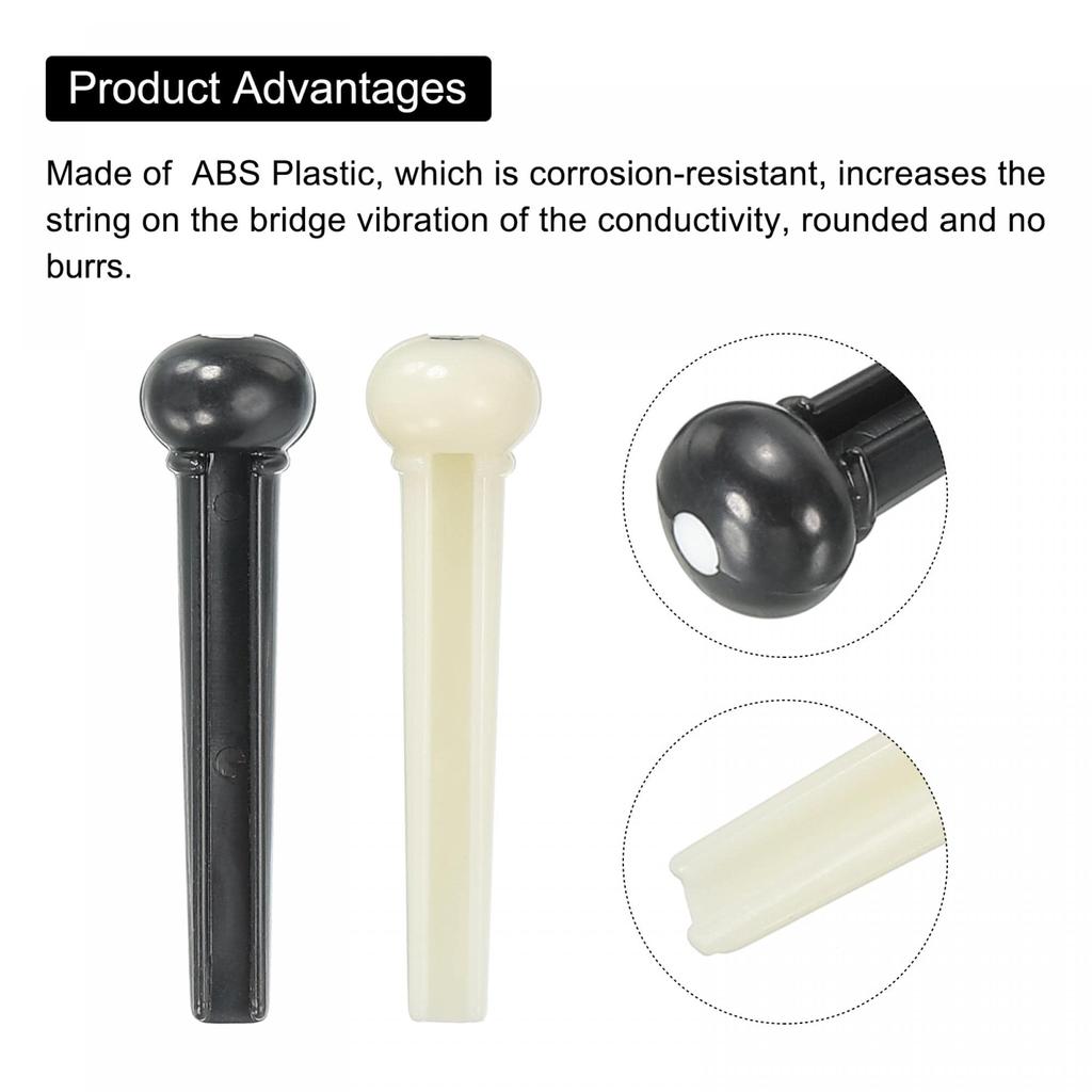 Clavijas de puente para guitarra acústica uxcell, de plástico, de repuesto para cuerdas de guitarra acústica negra, color beige, con extractor de clavijas de puente (paquete de 36)