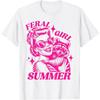 SykForn Vintage Feral Girl Summer Opossum Funny Raccoon Girls Women T-Shirt
