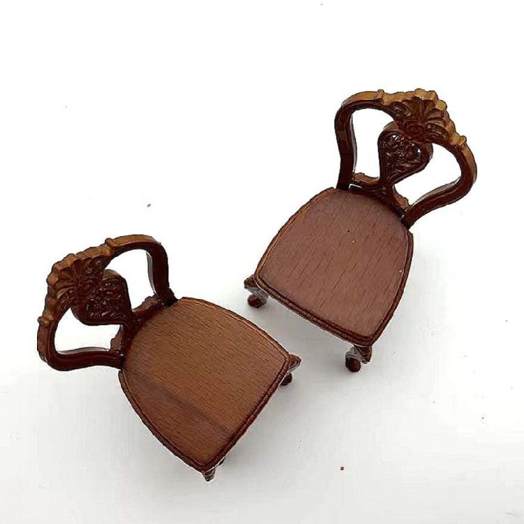 Vintage Styles Miniature Wood Chair Model Figurine 1/12 Scale For Dollhouses Furniture And Creative Gift Supply