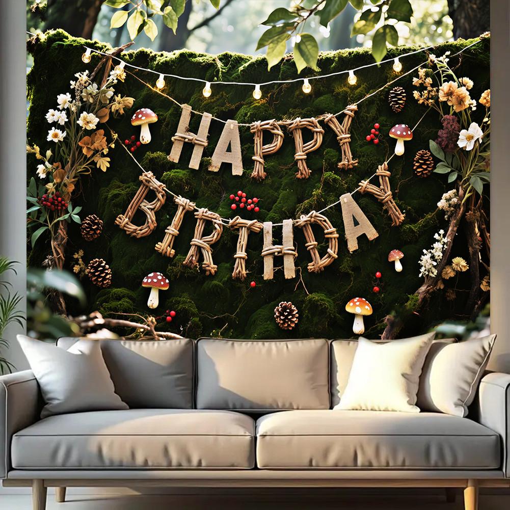 Colorful Happy Birthday Tapestry Balloons Rainbow Children Girl Birthday Decoration Banner Baby Party Background Photo Props