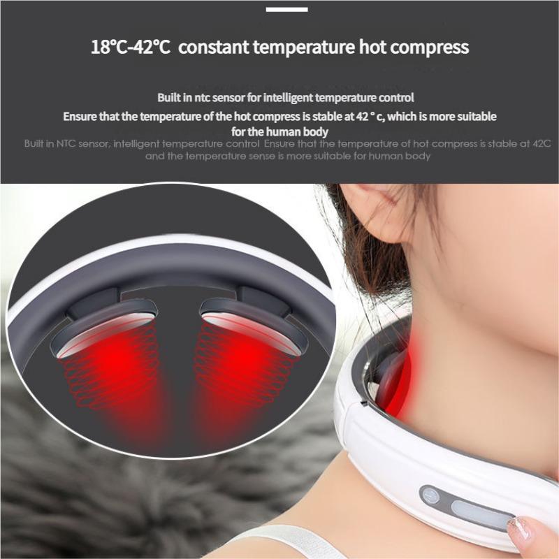 Massageador Elétrico de Pulso para Pescoço e Ombro Amassamento 2 Cabeças Pulso TENS EMS Aquecimento Relaxamento da Vértebra Cervical Alívio da Dor Massagem