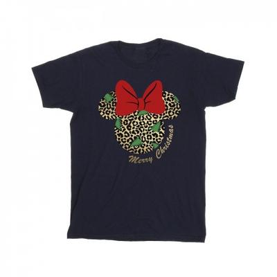 Mens Minnie Mouse Leopard Christmas T-Shirt