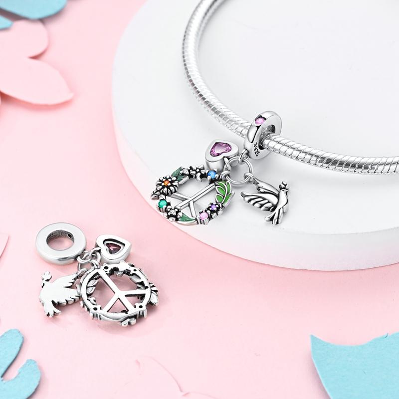 Plated 925 Silver Youth Angel of Peace Charms Fit 925 Charms Bracelet Beads Jewelry Gifts for Women