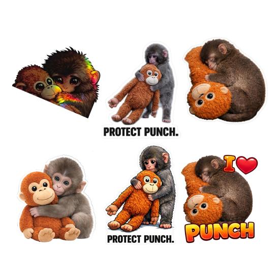 Protect Punch The Monkey Decals Car Laptop Sticker Cute Monkey Holding Plush Toy Vinyl Stickers Easy To Apply/Remove Fun Nursery Decor