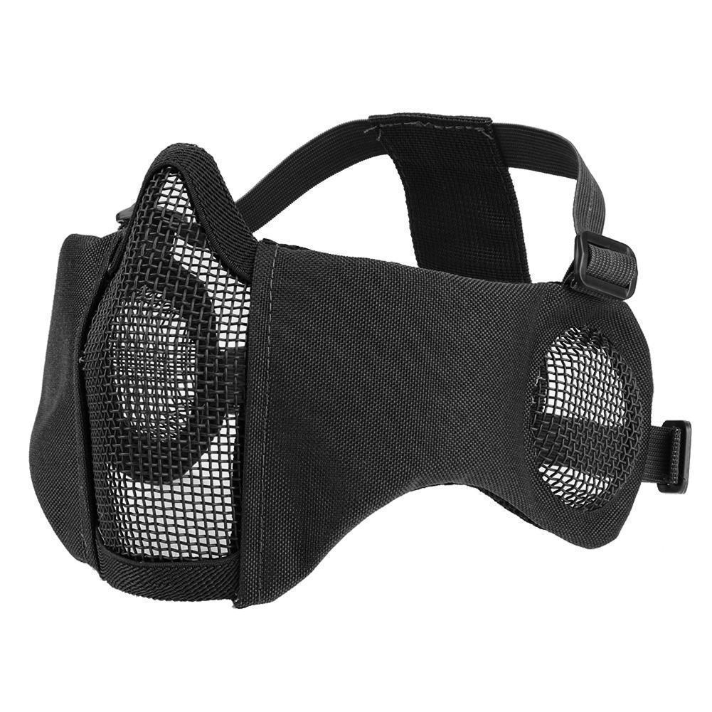Half-Face Tactical Skull Mask with Wire Mesh Ear and Mouth Protection for Outdoor Riding and Shooting
