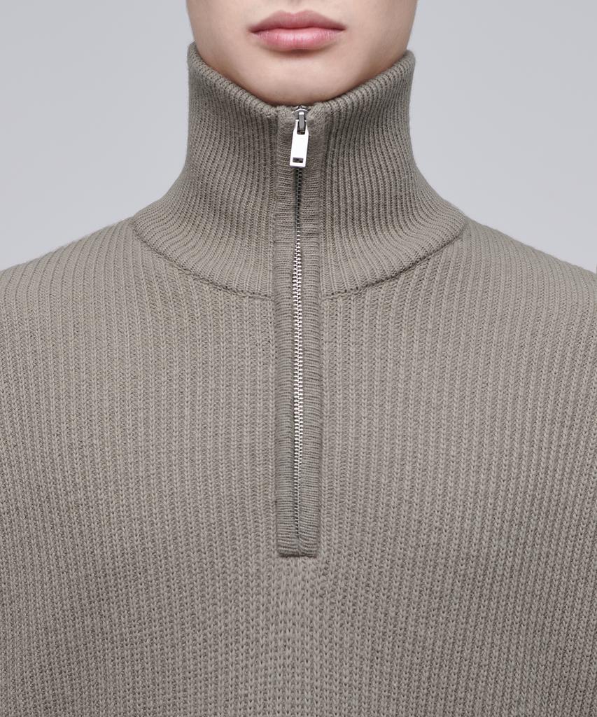 MUSINSA STANDARD Relaxed Ribbed Half Zip-Up Knit [Dusty Beige]