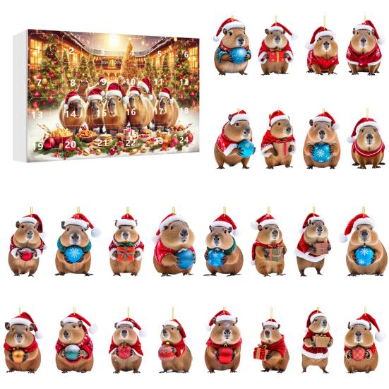 Calendrier de l'Avent Capybara Noël Décorations Capybara 2D Compte à rebours 24 jours