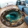 3D Wirbel Runder Teppich, Ozeanwasser Strudel Design 3D Ozeanloch Runder Teppich Illusion Teppich Einzigartiger Wohnzimmer Heimdekor Teppiche