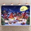 1 Piece Winter Cartoon Christmas Gingerbread House Town Photography Background Cloth