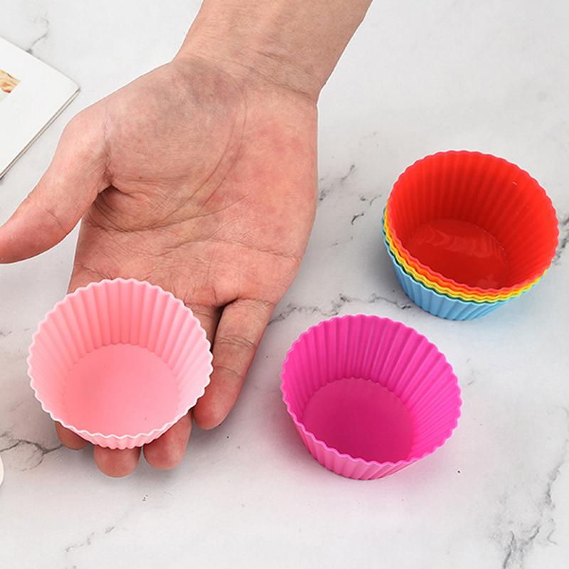 7Pcs/Lot Silicone Cake Cup Round Shaped Cupcake Baking Molds Cooking Cake Tools