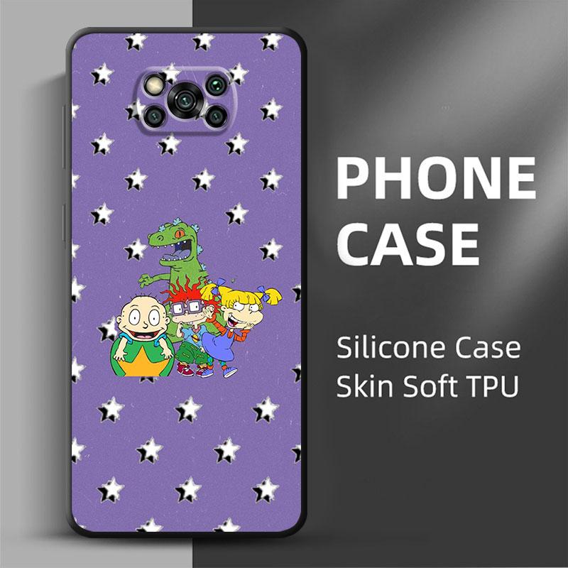 Cartoon-Rugrat Anime Phone Case for Poco X4 M3 F1 X3 NFC M4 5G F4 C40 X3 Pro F3 GT M3 Pro X3 GT Black Soft Cover Luxury Funda
