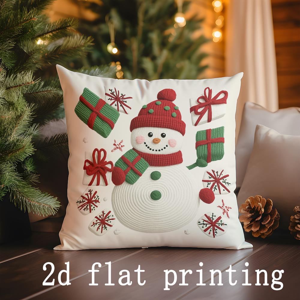 Home Decor Christmas Festive Prints Pillow Covers Pattern Cushion Cover Suitable For Sofa Bedroom Car Pillow Cover