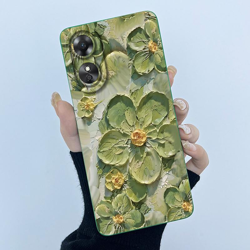 For OPPO A17 A17K 2022 CPH2477 Case Back Cover Cute Panda Sweet Girls Soft Silicone TPU Phone Case Shockproof Protective Casing