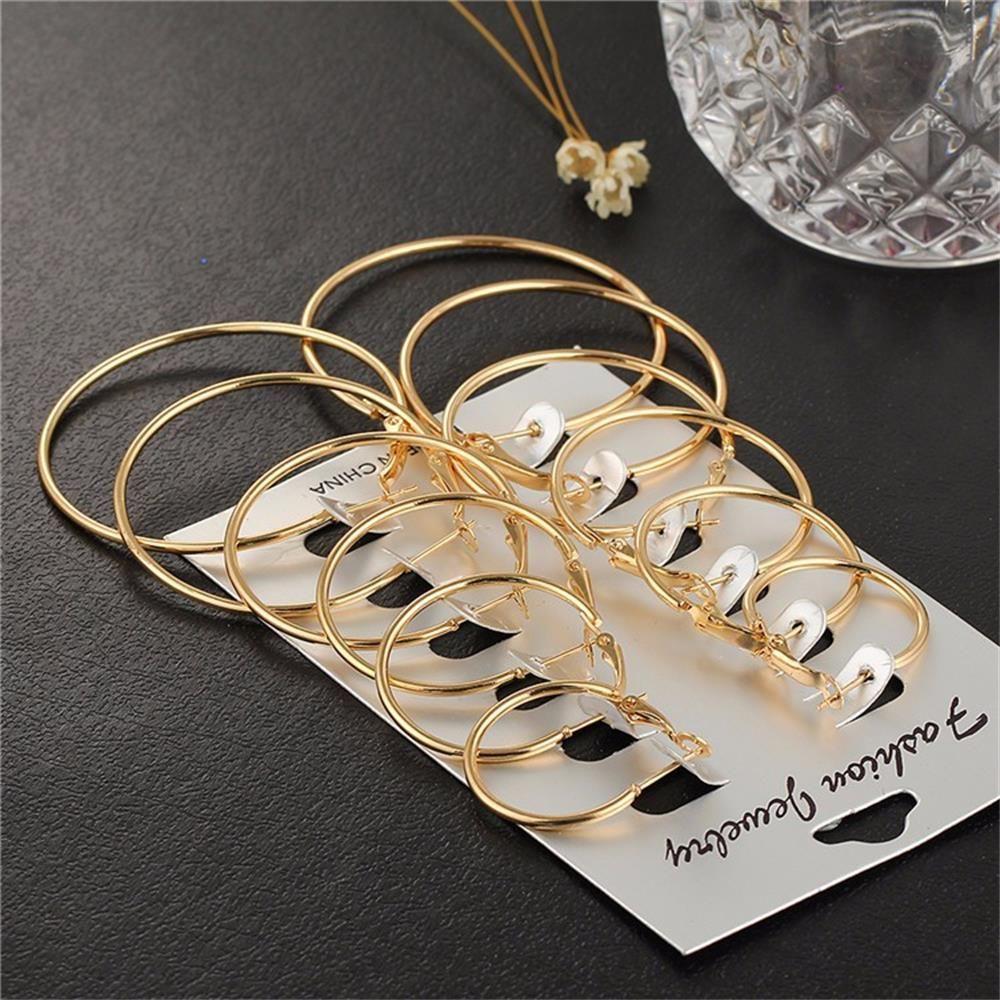 6Pairs/Set Unisex Fashion Punk Hoop Earrings Set Jewelry Dangle Ear Stud Piercing