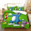 Set Biancheria da Letto Cartone Animato T-Tom Mouse e Gatto J-Jerry Copripiumino Set Letto Coperta Federa Piumone Matrimoniale Queen Size Bambini Adulti