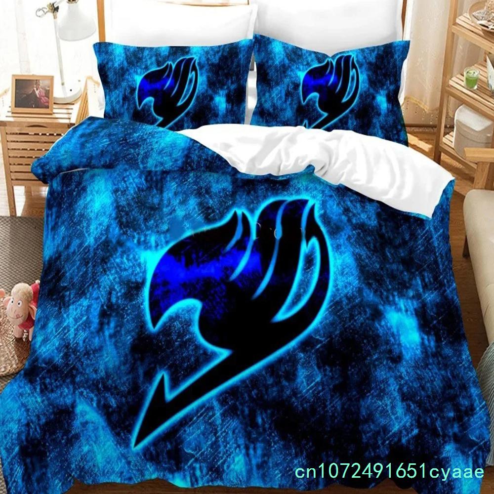 3D Print Anime Fairy Tail Logo Natsu Beddengoed Set Jongens Meisjes Twin Queen Size Dekbedovertrek Kussensloop Bed Jongens Volwassenen Huis Textiel