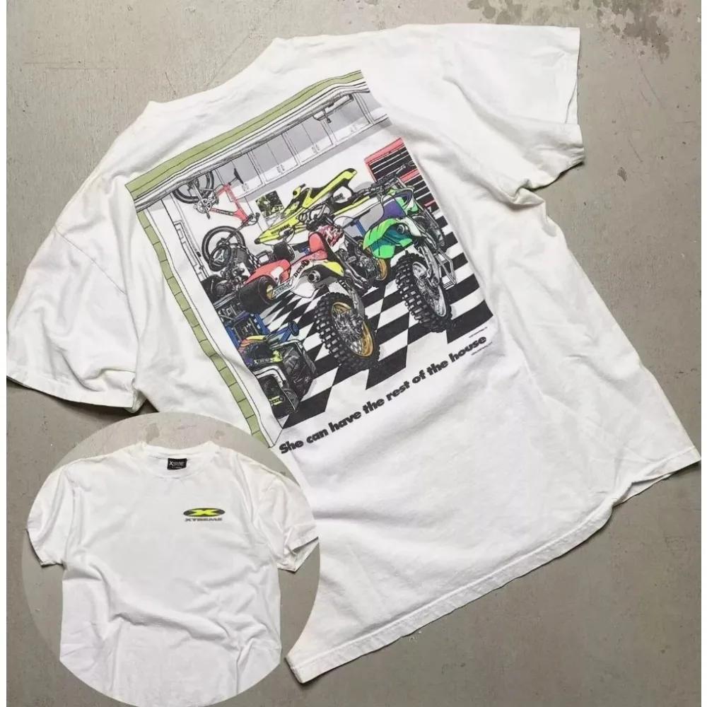 Vintage 1997 Xtreme Racing Motocross Cotton Printed T-shirt S-3XL Men's and Women's T-Shirt Black Casual Crew Neck Cotton Tee
