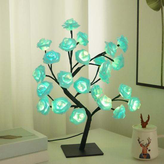 Lampe Arbre Fleurs Roses Alimentée par USB Bonsaï Artificiel Fleur Veilleuse LED Arbre Rose Lampe de Table Cadeaux Fête des Mères Saint-Valentin pour Maman Femmes Épouse