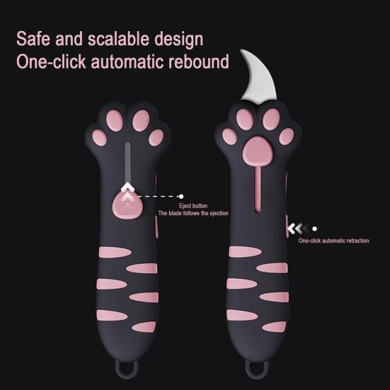 Retractable Cat Paw Utility Cutter with Steel Blade Portable Travel Multi-purpose Letter Cardboard Box Opener Cutting