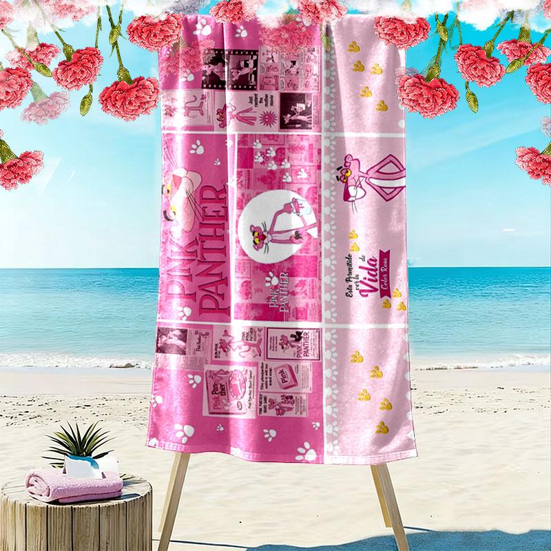 Pink Panther Print Beach Towel, Large Soft Quick Dry Towel for Beach Camping Swimming