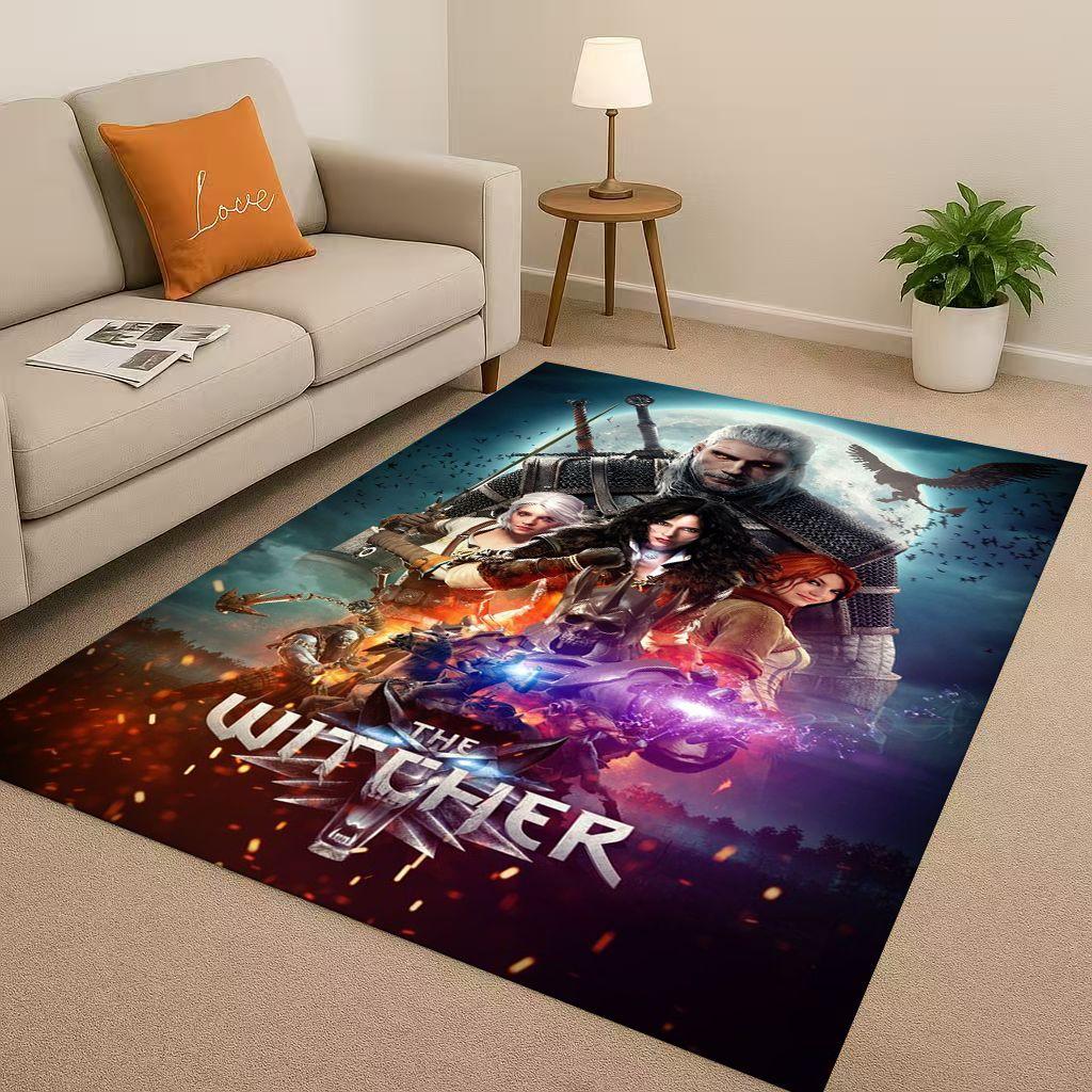 2026 Nová hra The W Witcher Geralt Hráč Kreslený Koberec do obývacího pokoje Protiskluzový koberec do ložnice Herny ke gauči, Domácí rohožka Dětská