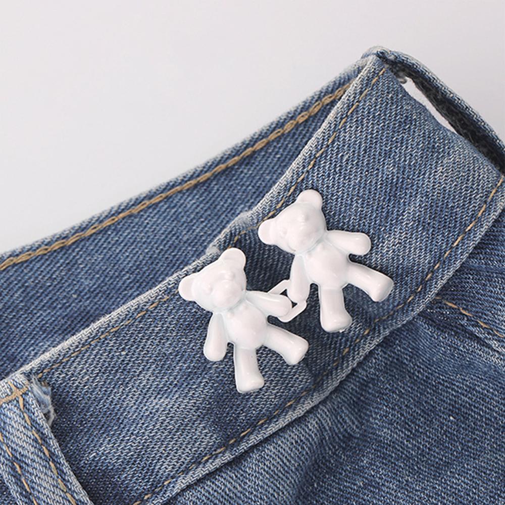 Colorful Metal Bear Tighten Waist Button for Women Pant Jeans Adjustable Detachable Waist Clip Metal Pins Clothing Accessories
