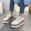 Women's Thick-soled Sneakers Luxury Leather Casual Shoes Designer Platform Height Increasing Shoes for Women Lace Up Loafers