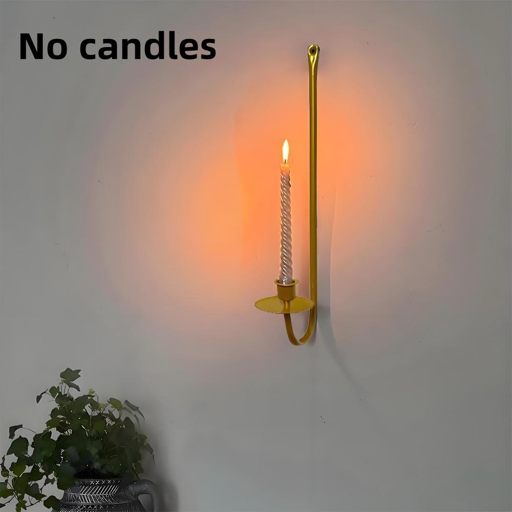 Minimalism Wall Mount Fireplace Candle Holder L-shape Metal Candlestick Holder Home Decoration Candle Stand Wedding Party