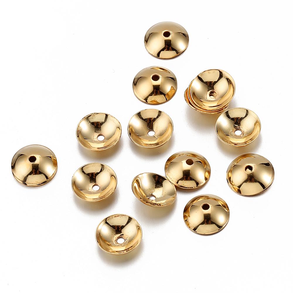 50st Rostfritt Stål 3-10mm Guld Färg Stål Färg Runda Pärlhattar Mellanpärlor för Smyckestillverkning DIY Komponenter Tillbehör