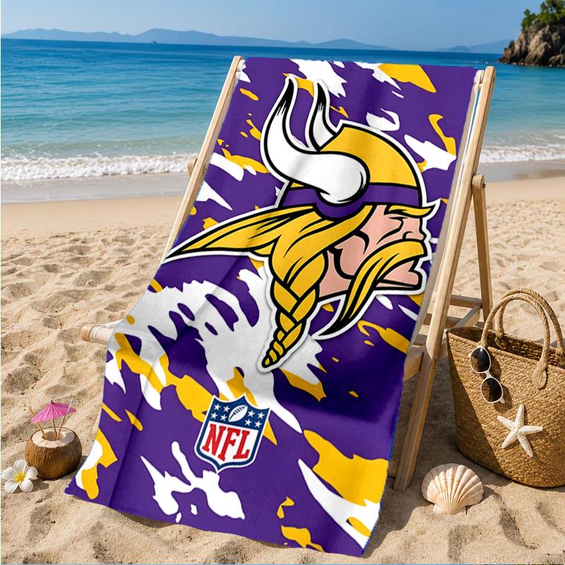 Vikings Team Spirit Beach Towel, Quick-drying, Easy To Care For, Suitable for Both Fitness and Beach Vacations,Sports Essential