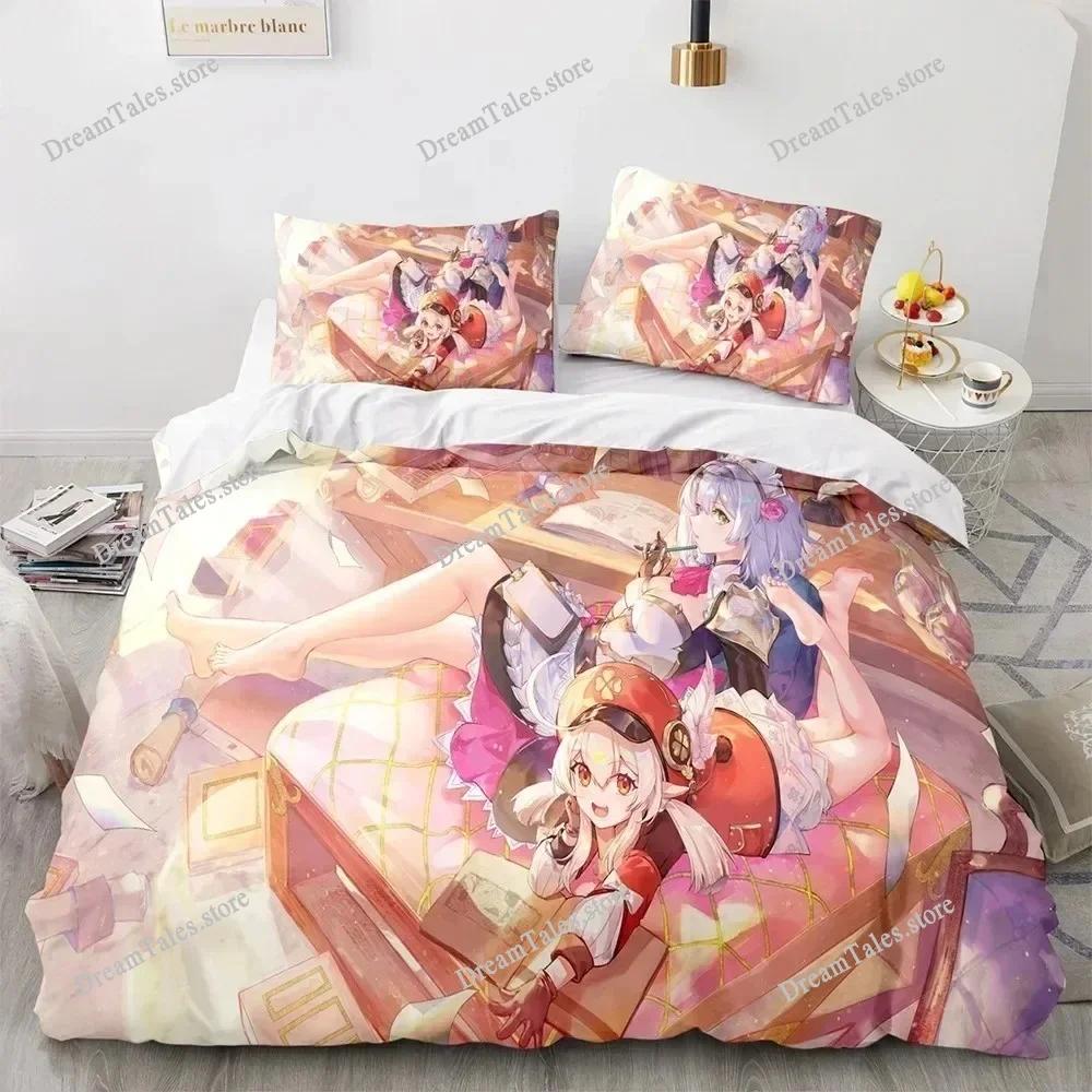 Game Genshin Impact Comforter Bedding Sets Quilt Bed Cover Duvet Cover Pillow Case Sets Kids Adult Size Home Textileextile