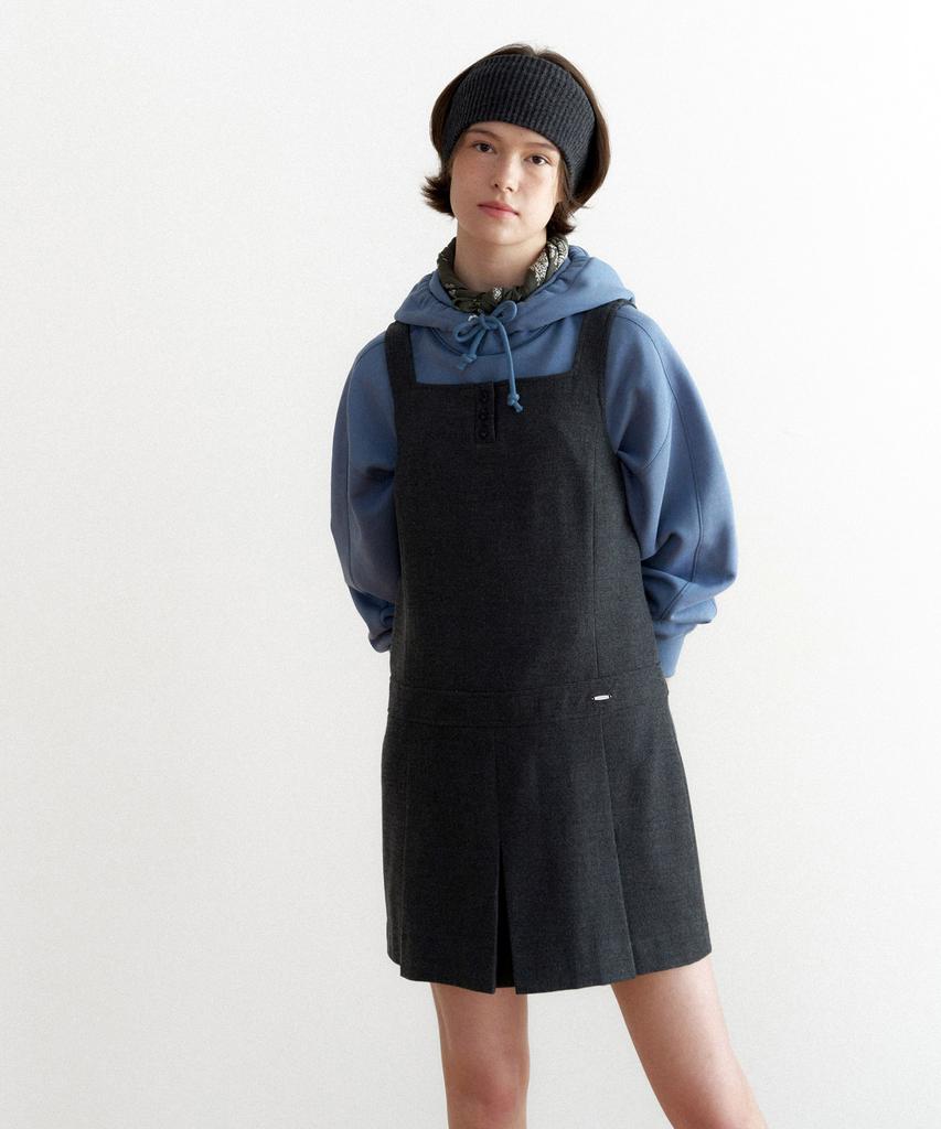 Covernat Woman Pleated Layered Dress Charcoal