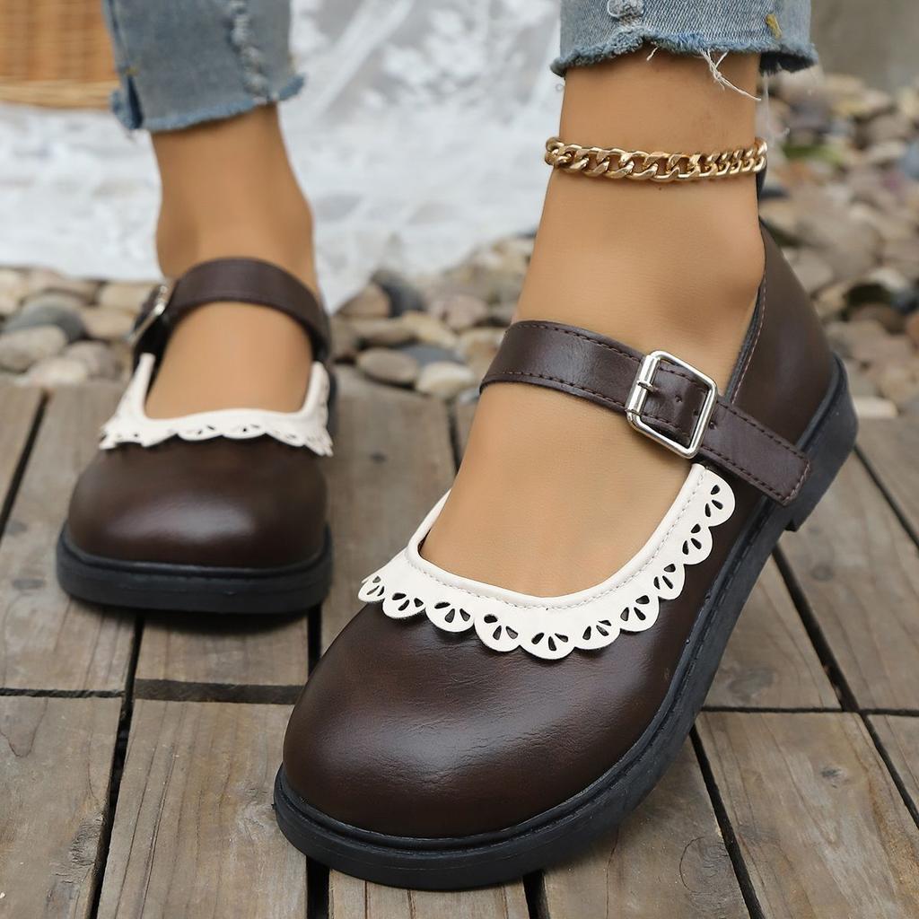 2025 spring and summer new retro Mary Jane small leather shoes women's French round head student with skirt Japanese single shoes