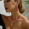 Ketting Oorbellen Set Overdreven Retro Gevoel Verfijnd Ontwerp Banketjurk Gekleurd Oudere Vrouwen
