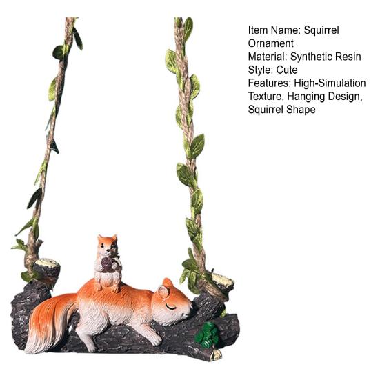 Garden Figure High-Simulation Synthetic Resin Sleeping Squirrel Design Hanging Decoration Simulated Leaf
