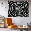 Trippy Spiral Star Tapestry, Black White Pixel Star Print Polyester Wall Hanging, Psychedelic Minimalist Themed Home Decor For