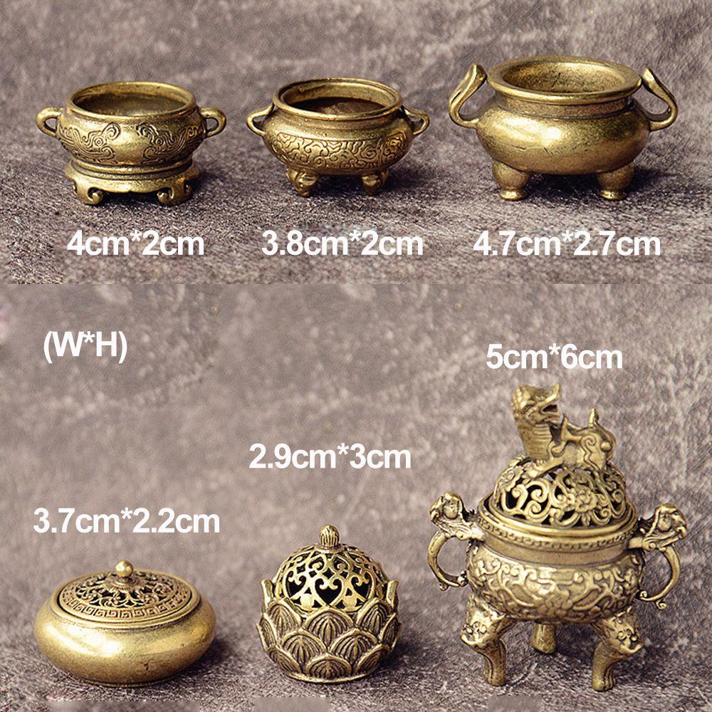 Desktop Ornaments Cense Stick Holder Mini Qilin Head Hollow Lotus Incense Burner Retro Brass Censer