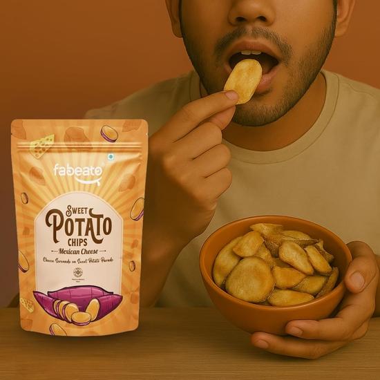 Fabeato Smokey BBQ Sweet Potato Chips |Vacuum Fried |Gluten Free | Vegan Friendly Snack| Vegetable Chips – (Pack of 3 X40g)