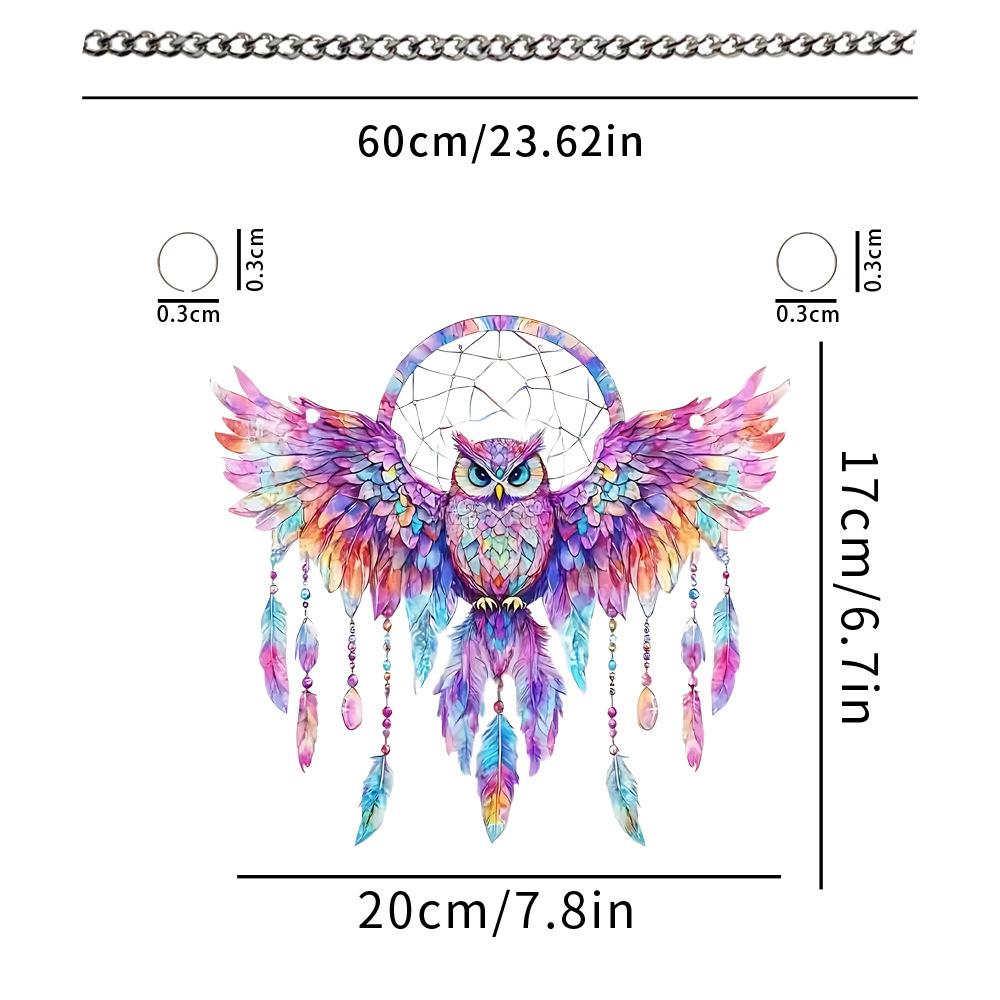 Colorful Owl Wind Chimes Acrylic Owl Dream Catcher With Feather Tassel Hanging Painting For Home Window Corridor Decorations Quality