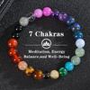 Pulseira Boho de Cristal Olho de Tigre com Pedras dos Sete Chakras para Yoga.