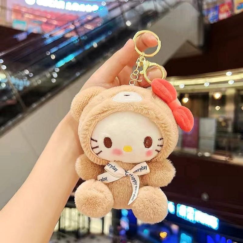 Sanrio Hello Kitty Cute Plush Toy Bag and Car Interior Accessories Decoration Cinnamoroll Cartoon Keychain Gift