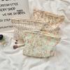 410123 Fresh Floral Canvas Cosmetic Bag Women's Portable Large-capacity Travel Toilet Bag Skin Care Product Storage Bag