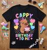 Kawaii Capybara Birthday Shirt, Cappy Birthday To Me Tee, Girls Kids Party