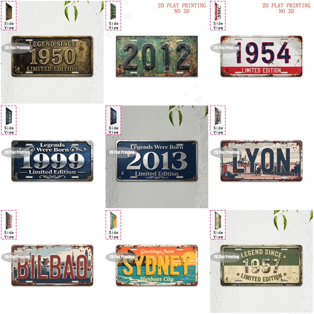 Tin Sign Vintage Durable Metal Plaque Wall Decor Home Office Bar Man Cave European Australian City Birth Year License Plate